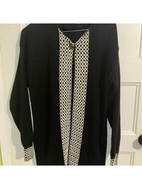 Emican Black and White Knit Cardigan Sweater